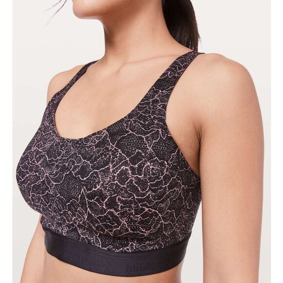 Lululemon Athletica Black Rose Fine Form Adjustable Strap Sports Bra Women's 34C - Picture 1 of 9